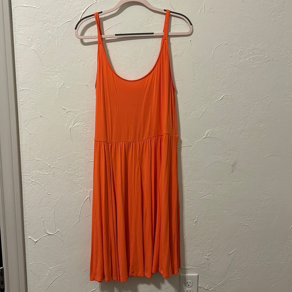Ava & Viv Bright Orange Stretchy Dress | Spaghetti Strapped Dress | Plus-size